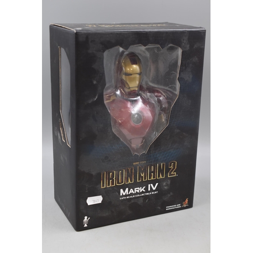 130 - Hot Toys Marvel Studios Iron Man 2 Mark IV 1/4th Scale Collectable Bust with Original Packaging (Pow... 