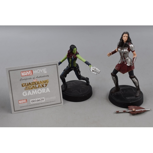 159 - Two Boxed a/f Marvel Statues to include Sif with No COA and Gamora with Certificate of Authenticity