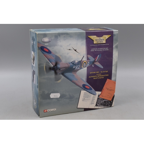 160 - Limited Edition Corgi The Aviation Archive Spitfire MKI-No 54 Sqd