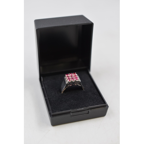 5 - Silver 925 Ruby Stoned Ring (Size M) Complete with Presentation Box