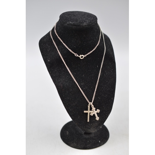 8 - Two Sliver Crucifix Crosses on Silver Chain