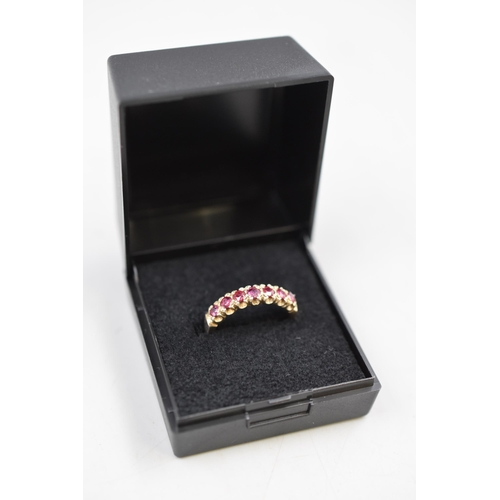 35 - Hallmarked Birmingham Silver Ruby Stoned Ring (Size N) Complete with Presentation Box