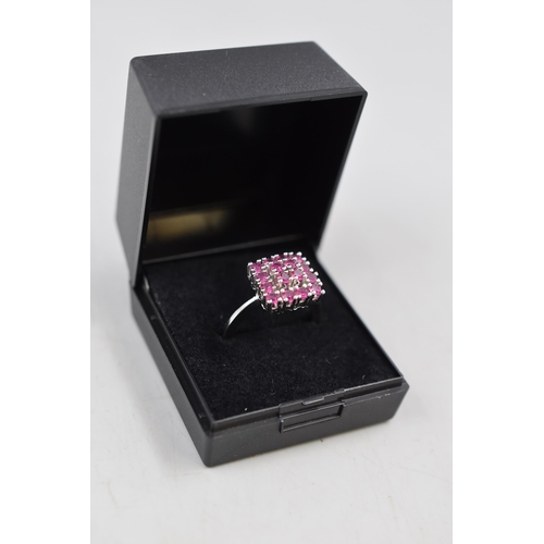 47 - Silver 925 Multi stoned Ring (Size Q) Complete with Presentation Box