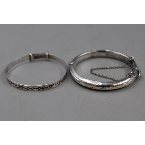 60 - Two Children's Hallmarked Silver Bracelets including a Vintage complete with Safety Chain