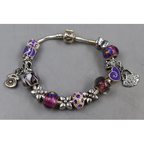 68 - Sliver 925 Pandora Style Bracelet with Charms