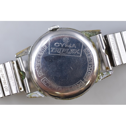 80 - CYMA Triplex Cymaflex Mechanical Wrist Watch with Elasticated Strap (Requires Attention)