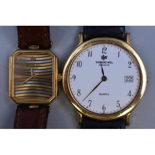 89 - Two Raymond Weil Watches with Leather Straps (Both Working)