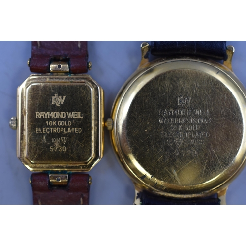 89 - Two Raymond Weil Watches with Leather Straps (Both Working)