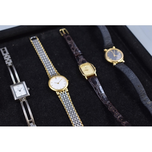 93 - Selection of 4 Wrist Watches, Eden Pocket Watch and a Pair of Cameo Gold Plated Earrings in Presenta... 