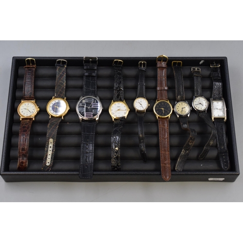 97 - Selection of 9 Watches including Services, Reflex, Bostock and More (Untested)