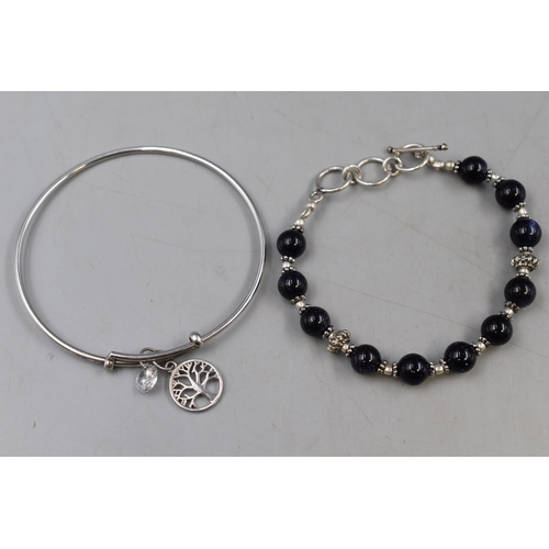 101 - Silver 925 Beaded Bracelet and a Bracelet with Tree of Life Charm