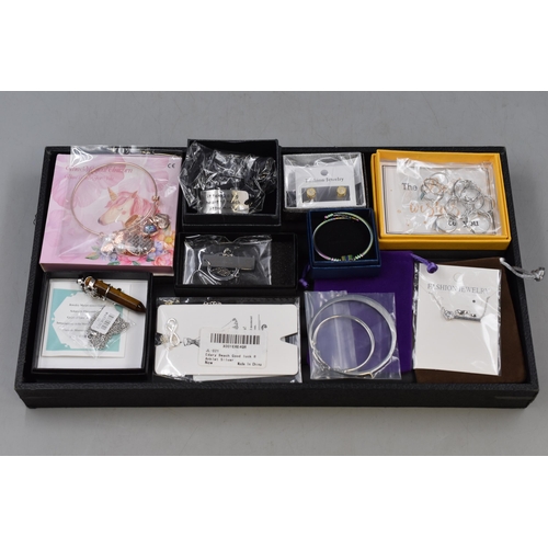 110 - Mixed Selection of New Packaged Jewellery items to include Grandmother Charm Bracelet, Twin Hoop Ear... 