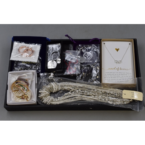 114 - Mixed Selection of New Packaged Jewellery to include Novelty Keyring, Virgo Bracelet, Necklaces and ... 