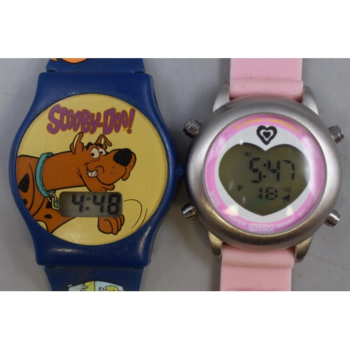 117 - Five Quartz Watches including Scooby Doo, Harry Potter and Pokemon (All Working)