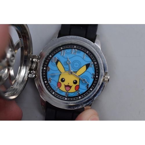 117 - Five Quartz Watches including Scooby Doo, Harry Potter and Pokemon (All Working)