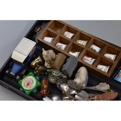 119 - A Mixed Selection of Collectables. Includes Collectable Teaspoons, Thimbles, Die Cast Cars (One Play... 