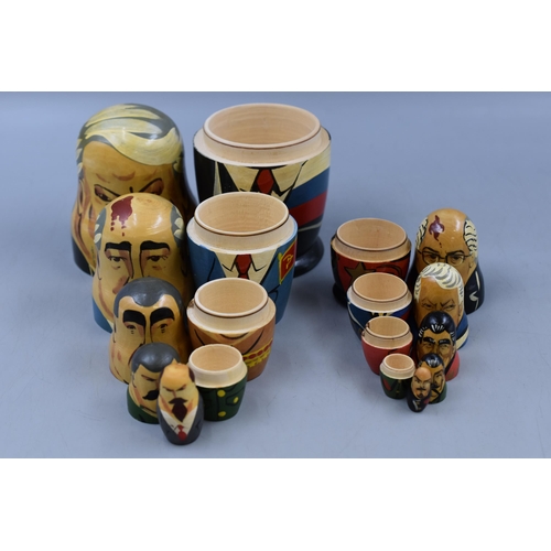 180 - Two Sets of Russian World Leader, Soviet Union Nesting Dolls. Includes Yeltsin and Gorbachov. Two Se... 