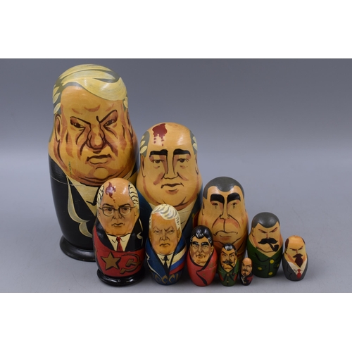 180 - Two Sets of Russian World Leader, Soviet Union Nesting Dolls. Includes Yeltsin and Gorbachov. Two Se... 