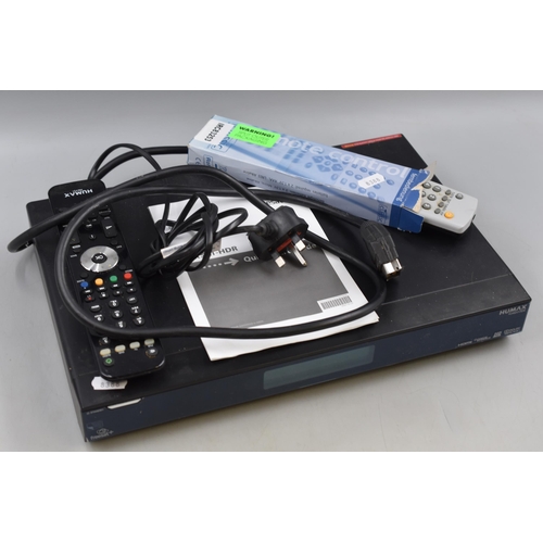 553 - Humax Foxsat-Hdr Satallite HD Digital Tv Recorder complete with 2 remotes, Instructions and Scart le... 