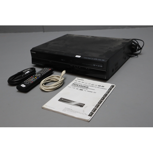 558 - Toshiba HDD and Dvd Video Cassette Recorder Model Number RDXV60KB complete with Remote, Instruction ... 