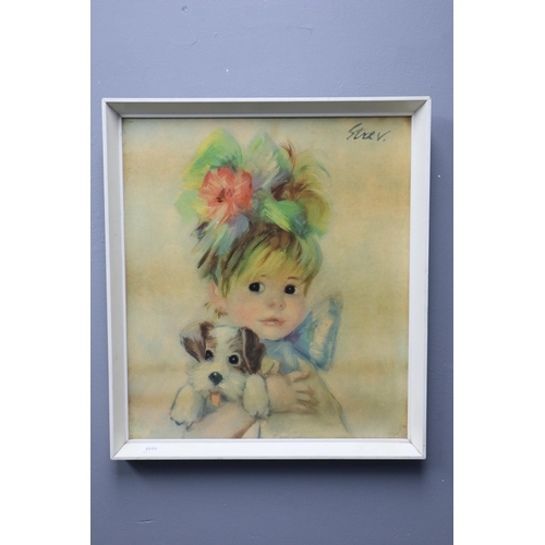 632 - Vintage Framed John Stevens Pastel Print on Board Entitled Amanda