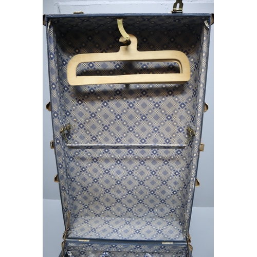 634 - Vintage 1930s Wood Banded Travel Trunk with internal Tray and Original Coat Hangers (33