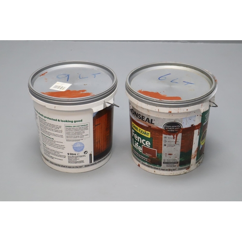 637 - Two Tubs of Ronseal Once Coat Fence Life in Red Cedar (6Ltr & 9Ltr)