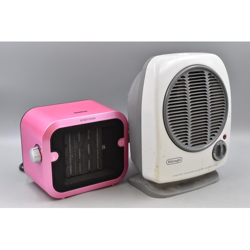 644 - Two Fan Heaters. Includes Boxed Beldray Pink PTC Ceramic Heater, And Delonghi Fan Heater. Both Power... 