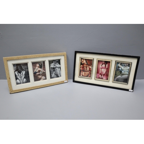 690 - Two Photo Frames Displaying Six Erotic Bondage Scenes largest 17.5