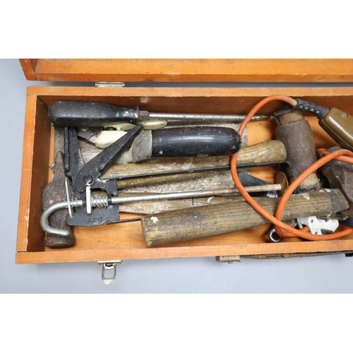 656 - A Selection of Assorted Vintage Tools, In Wooden Case. Includes Black & Decker D720 2 Speed Dril... 