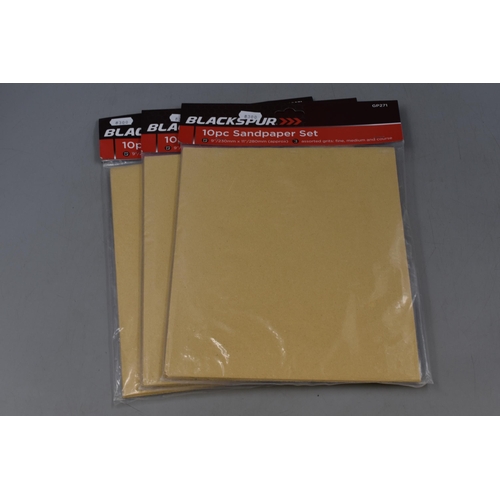 661 - Three Packs of Blackspur 10 Piece Sandpaper Sets