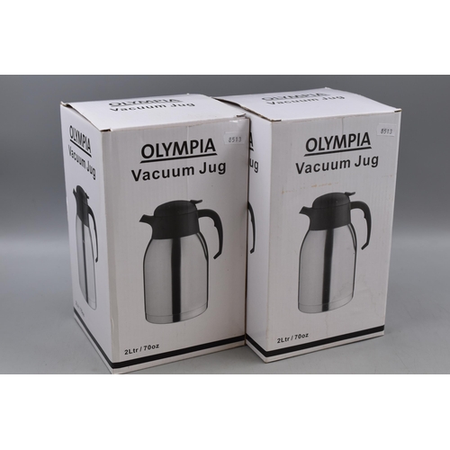 663 - Two Brand New Boxed Aluminium Olympia Vacuum Pouring Jugs 2ltr