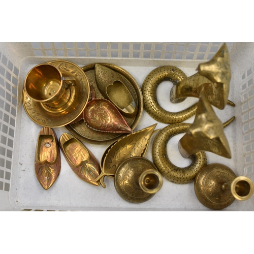 668 - Thirteen Pieces of Indian Brassware. Includes Cobras, Candlesticks and More