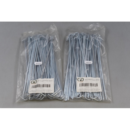 669 - Two Packs of 50 50x9 Inch Tent Pegs