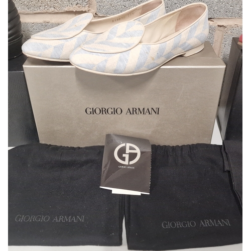 679 - Three Boxed Pairs of Size 3 Ladies Shoes. Georgia Armani, Chanel and The Kooples.