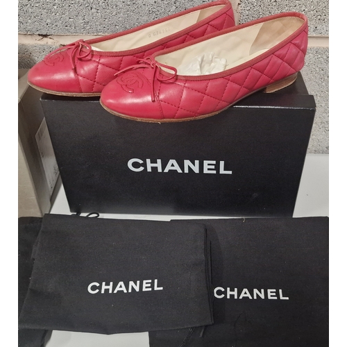 679 - Three Boxed Pairs of Size 3 Ladies Shoes. Georgia Armani, Chanel and The Kooples.