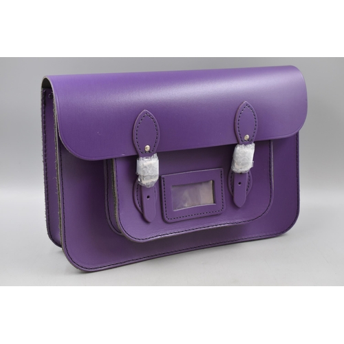 703 - New Recycled Leather Purple Satchel