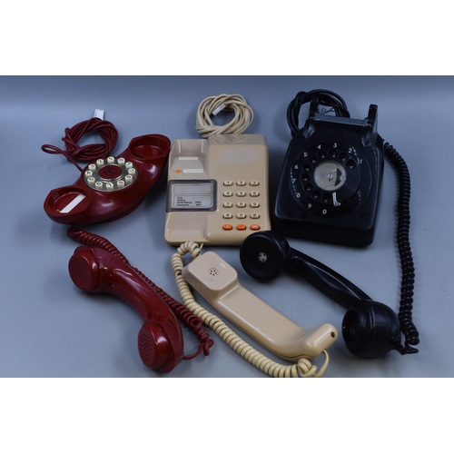 708 - Three Retro Style Telephone. Includes Rotary, Viscount Telephone, And Genie. Untested