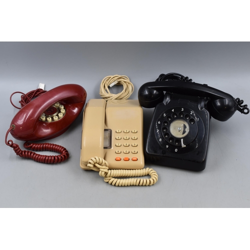 708 - Three Retro Style Telephone. Includes Rotary, Viscount Telephone, And Genie. Untested