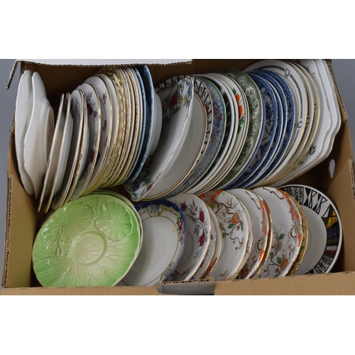 712 - A Box of Assorted Side Plates and Saucers. Includes Carlton Ware, Paragon, Booths and More