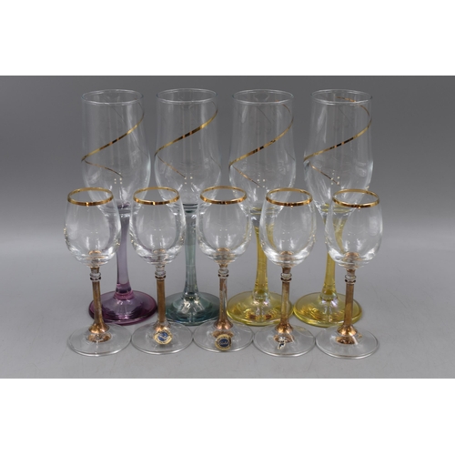 713 - Mixed Lot of 4 Champagne and 5 Sherry Glassed to include Vintage