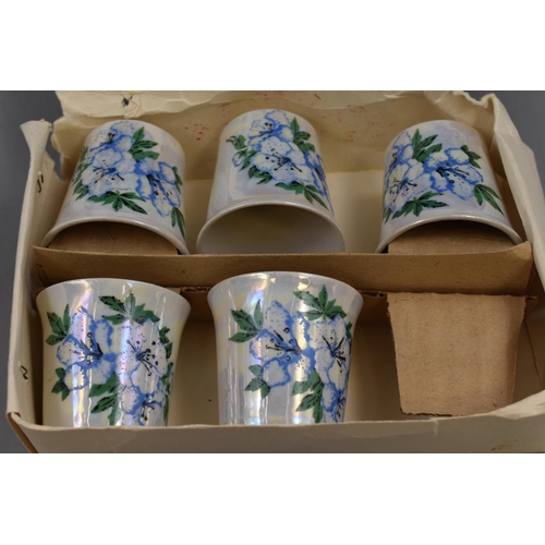 716 - Selection of Russian Porcelain to include Candle Stick Holder, Gzhel Serving Bowl, Tea Cups in Box a... 