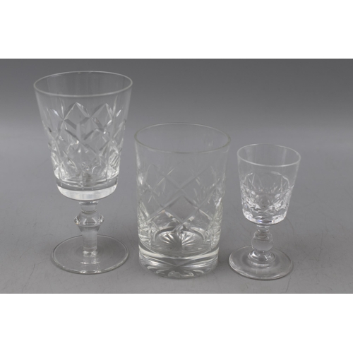 719 - A Selection of Cut Glass Drinking Glasses. Includes Brierley Liquor Glasses, Leeds Golf Club Wine Gl... 