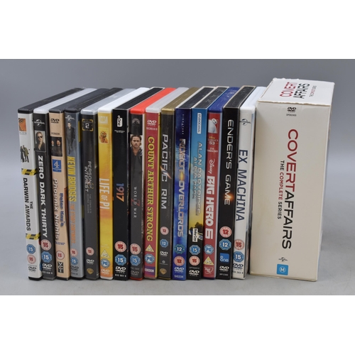 725 - Mixed Selection of DVDs Including Complete Series of Covert Affairs, Ex_Machina, Ender's Game, Big H... 