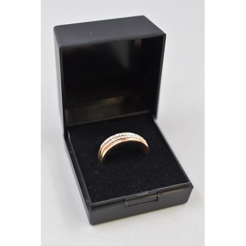 2 - Silver 925 CZ Stoned Ring (Size Q) Complete with Presentation Box