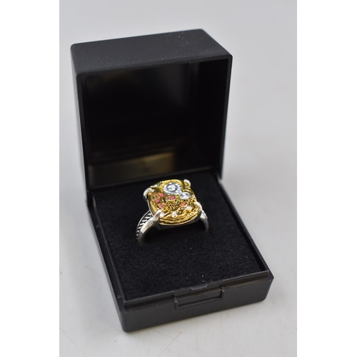 10 - Silver 925 Steampunk Style Ring (Size R) Complete with Presentation Box