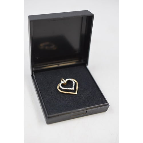 18 - Gold 375 (9ct) Heart Pendant Complete with Presentation Box