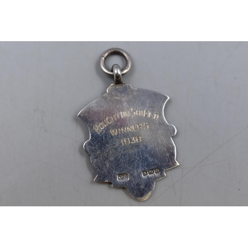 28 - Hallmarked Birmingham Silver Fob for Houghton Shield Winners 1938 (With Box)