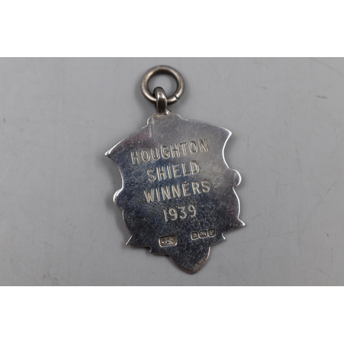 29 - Hallmarked Birmingham Silver Fob for the Houghton Shield Winners 1939 (With Box)