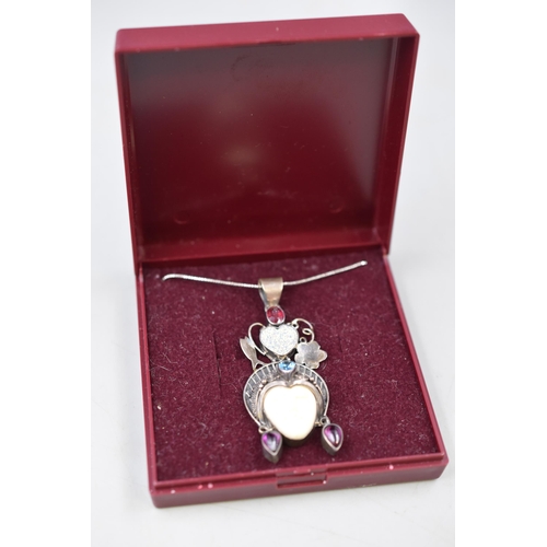 42 - Silver 925 Art Noveau Style Pendant Necklace Complete with Presentation Box